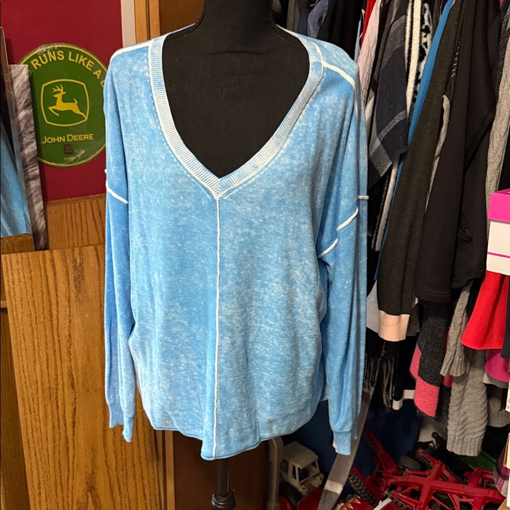 Light Blue V-Neck Sweater